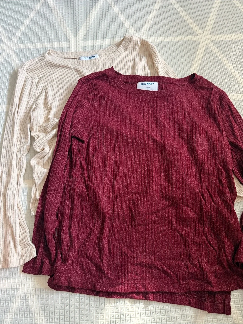2 Piece Bundle Lot Old Navy Ribbed Crewneck Sweaters. Size L 10/12